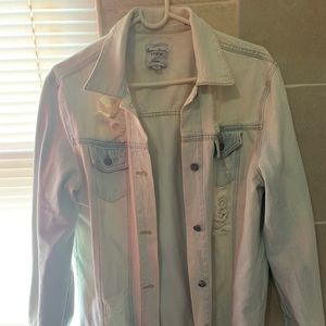 Light blue denim distressed jean jacket